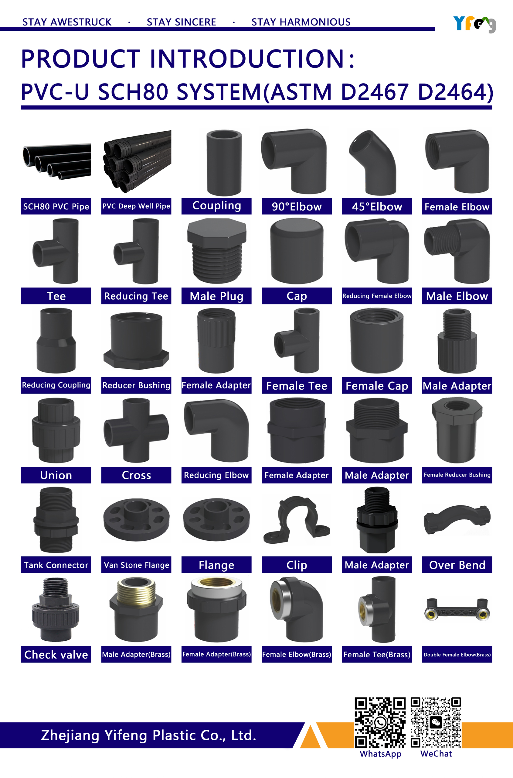 ASTM SCH80 PVC pipe and fittings